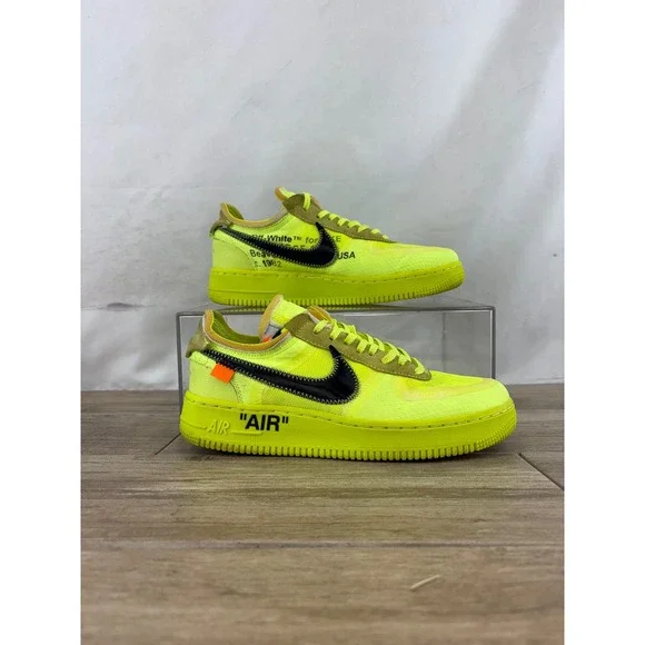 Off-White x Nike Air Force 1 Low Volt Neon Yellow Black AO4606-700 Mens Size 7 - Picture 2 of 9